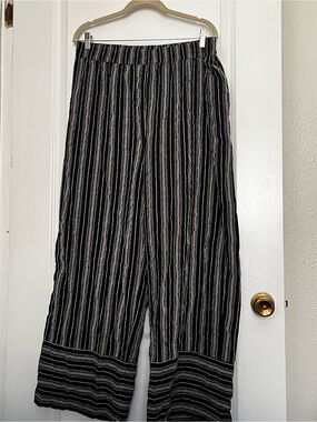 Primark Black & White Vertical Stripe Wide-Leg Pants